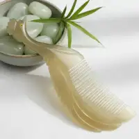 Natural Buffalo Horn Peacock Comb – Handmade Anti-Static Hair Comb - Front View